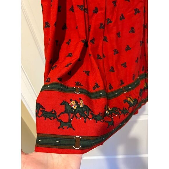 Vintage Decouve red Horse print and racing skirt side zip size 10 - Picture 8 of 12
